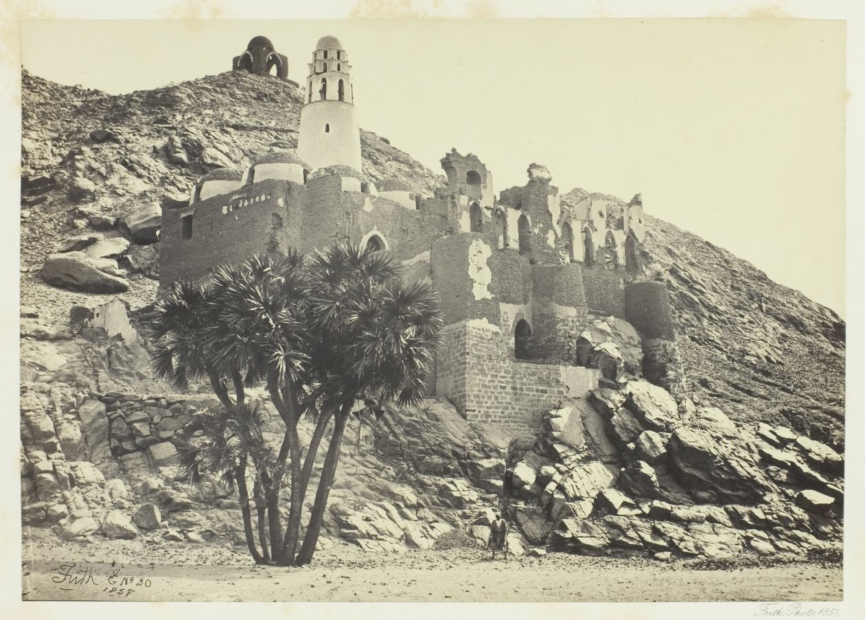 Doum Palm och den ruinerade moskén, Philæ av Francis Frith