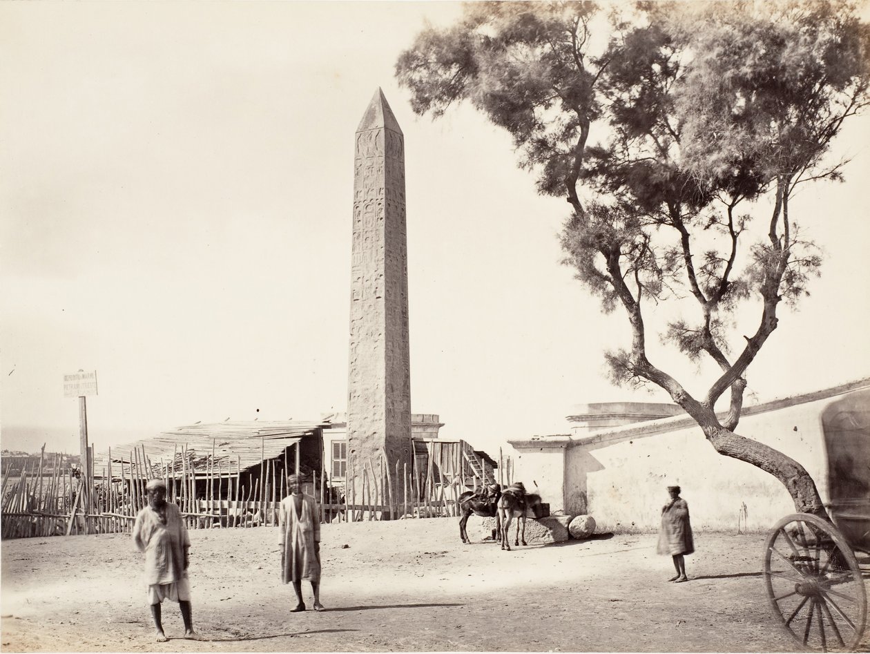 Egyptisk Obelisk, Cleopatras nål, i Alexandria, Egypten, ca. 1870. av Francis Frith