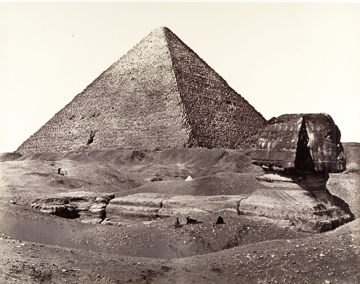 Den stora pyramiden och den stora sfinxen, 1858. av Francis Frith