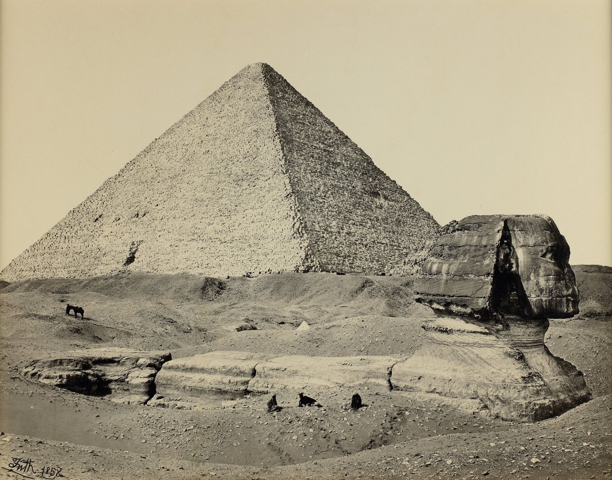 Den stora pyramiden och den stora sfinxen, Egypten av Francis Frith