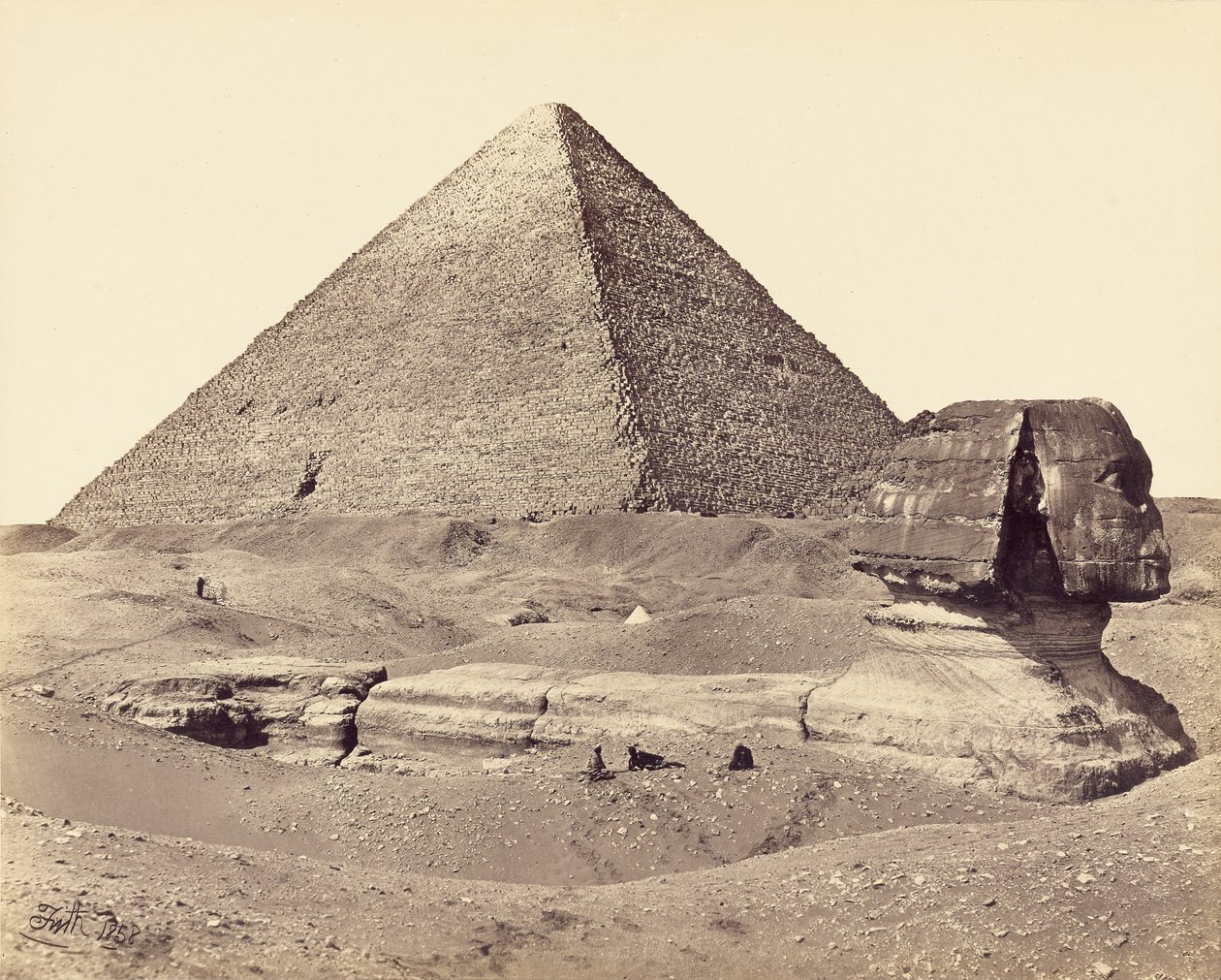 Den stora pyramiden och sfinxen av Francis Frith