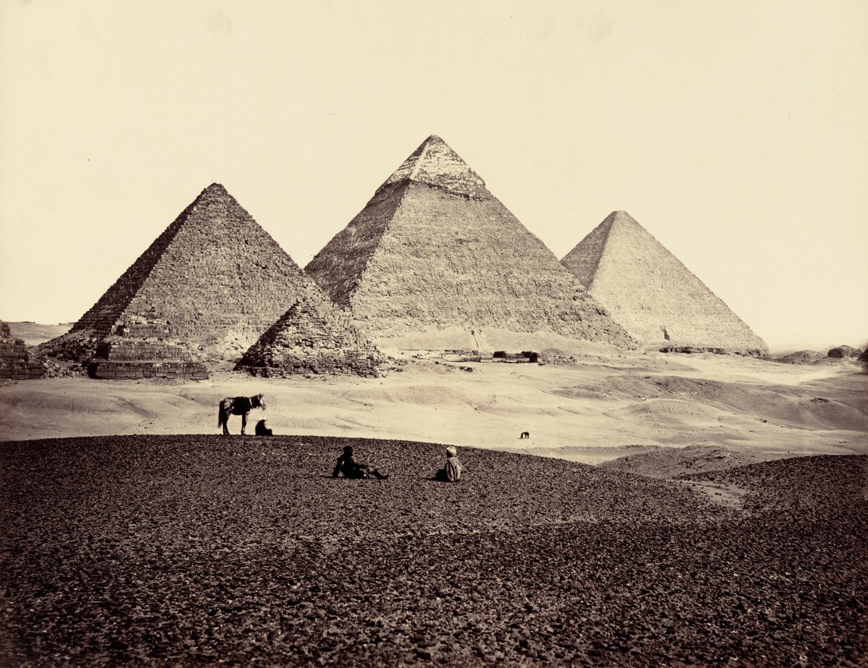Pyramiderna i El-Geezeh, från sydväst,1858 (foto) av Francis Frith