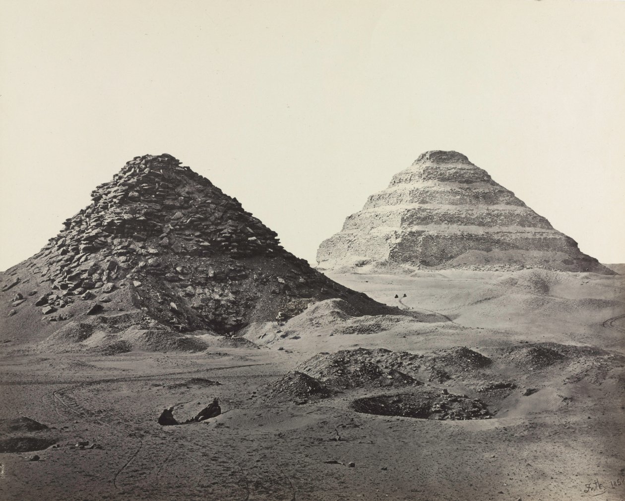 Pyramiderna i Saqqara, från nordost, 1858. av Francis Frith