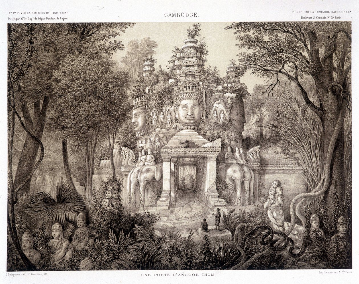 En port från Angkor Thom, ca. 1870 - i "Utforskningsresa i Indokina 1866-1868"" av Francis Garnier Paris av Francis Garnier