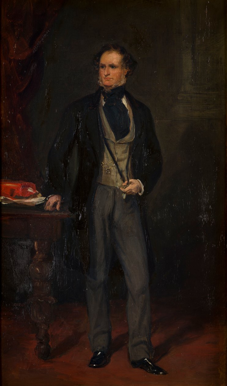 Porträtt av Edward Stanley, c.14th Earl of Derby, c.1820-69 (olja på duk) av Francis Grant