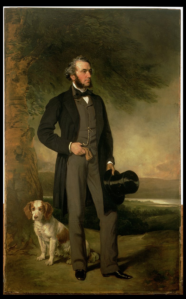 Porträtt av John Hick Esq, JP, ca 1861 (par av 93967) av Francis Grant
