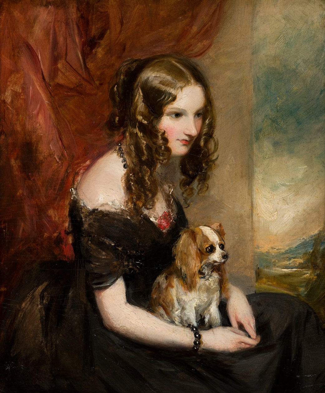 Porträtt av Hon. Selina Weld Forester, Viscountess Newport och senare grevinnan av Bradford (1819-1894), c.1839-78 (olja ombord) av Francis Grant