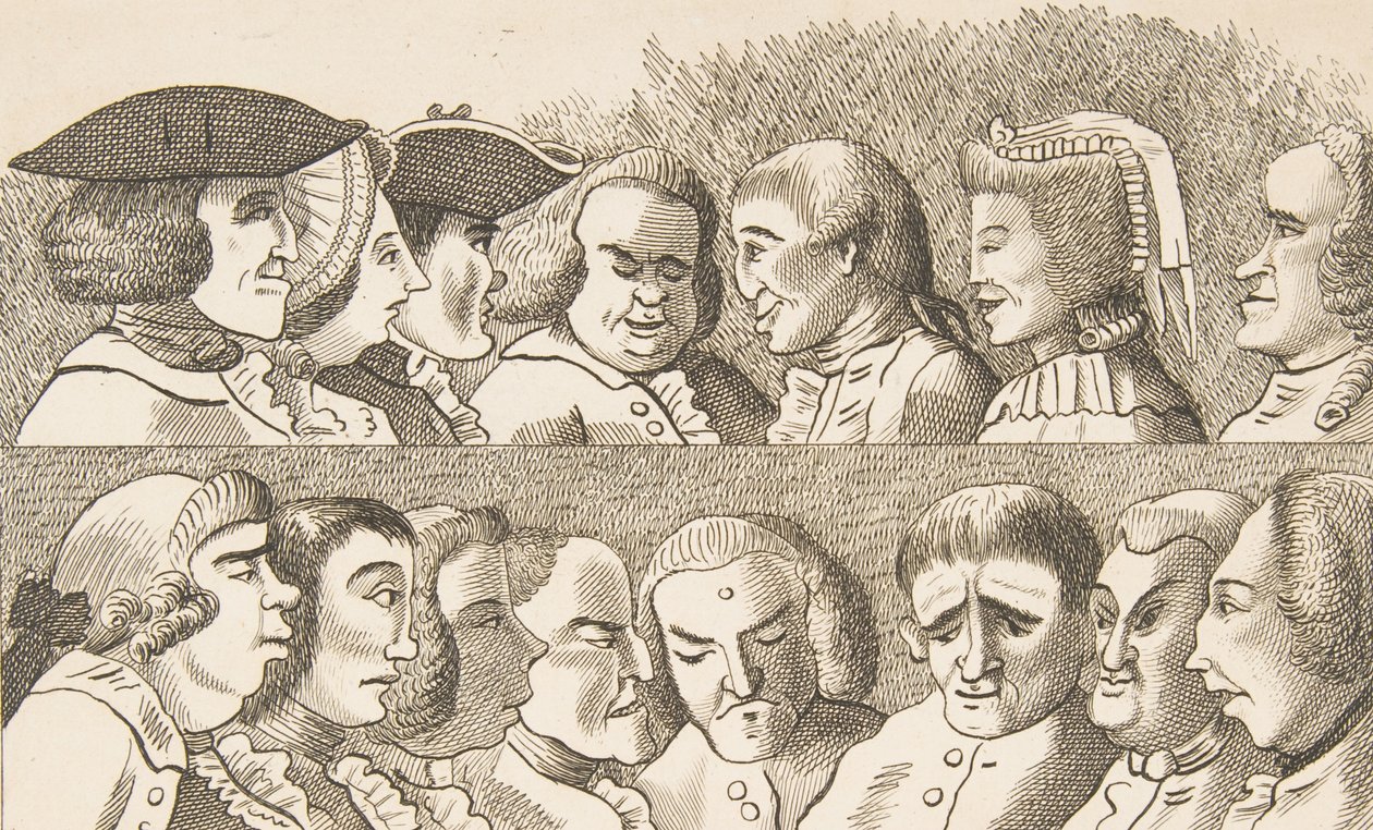Plåt IV, från Rules for Drawing Caricaturas, 26 februari 1788. av Francis Grose