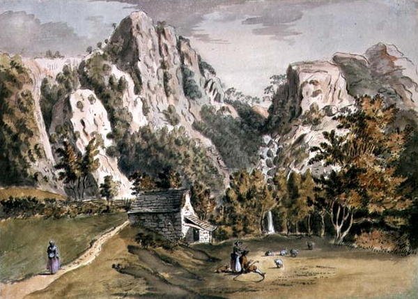 Vattenfall i Keswick, Cumberland av Francis Grose