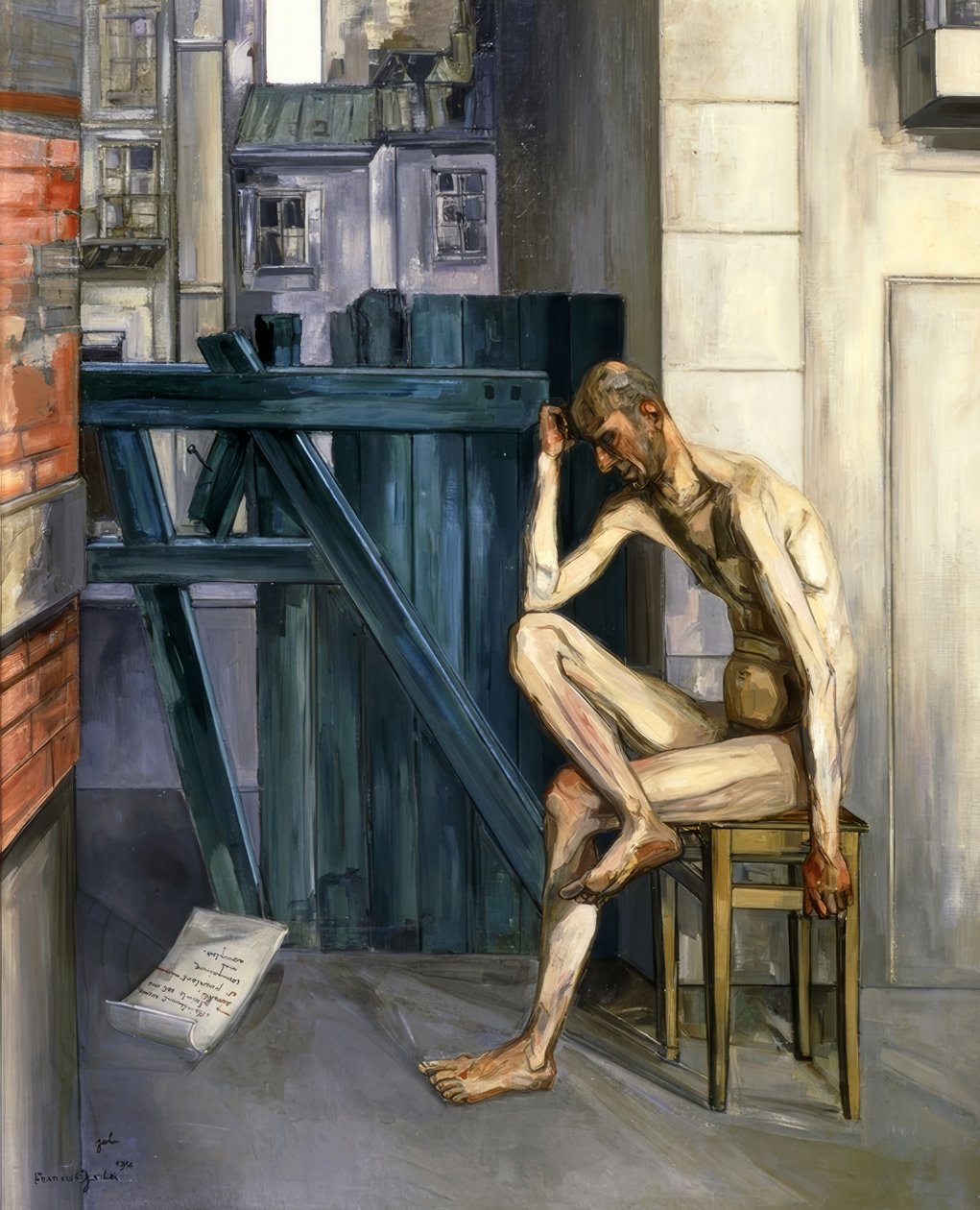 Job, 1944, olja på duk, 161,9 × 129,9 cm, av Francis Gruber