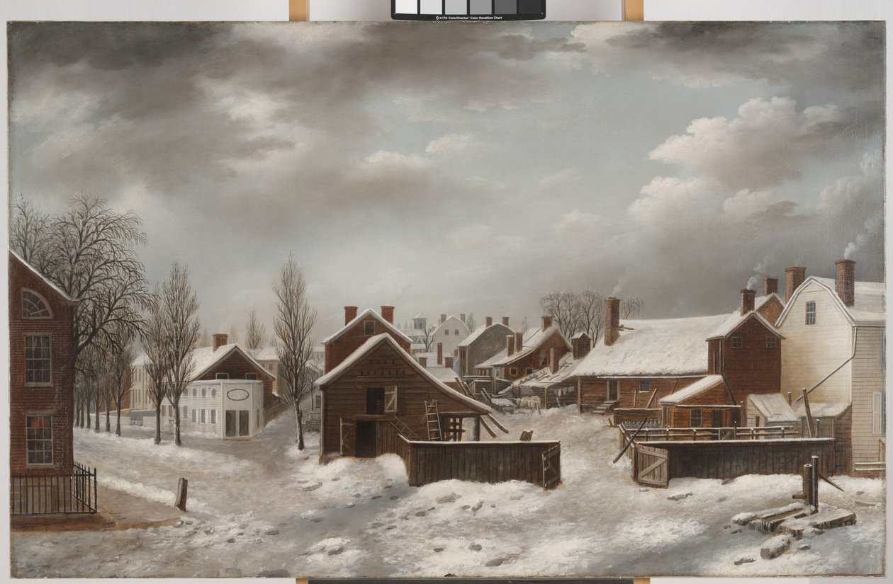 Winter Scene in Brooklyn, ca 1817-20 (olja på duk) av Francis Guy