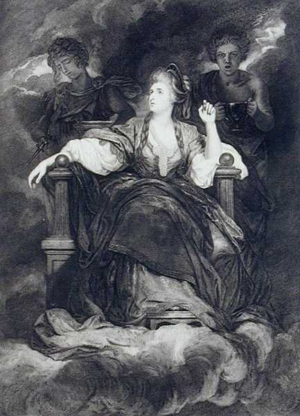 Mrs Siddons i karaktären av en tragisk mus (gravyr) av Francis Haward