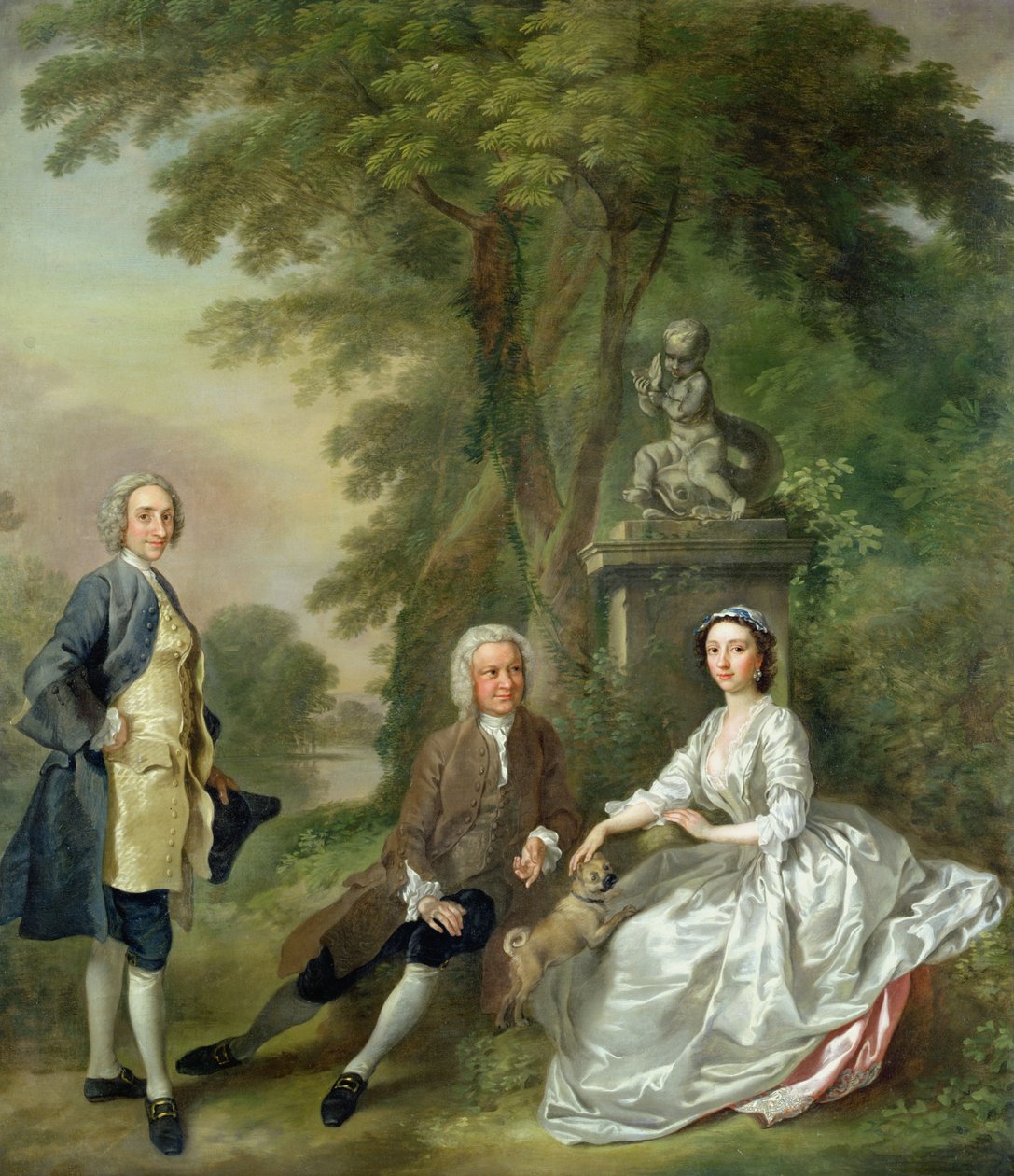 Jonathan Tyers (d.1767) och hans dotter, Elizabeth, och hennes man, John Wood, ca 1750-52 av Francis Hayman