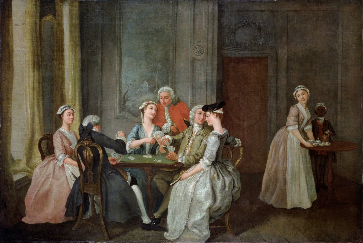 Spelar på Quadrille, 1740-50 av Francis Hayman