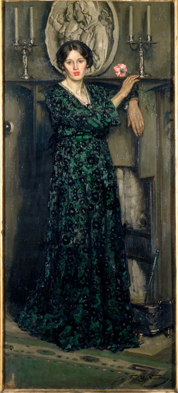 The Lady of the Carnation, ca 1919 (olja på duk) av Francis Henry Newbery