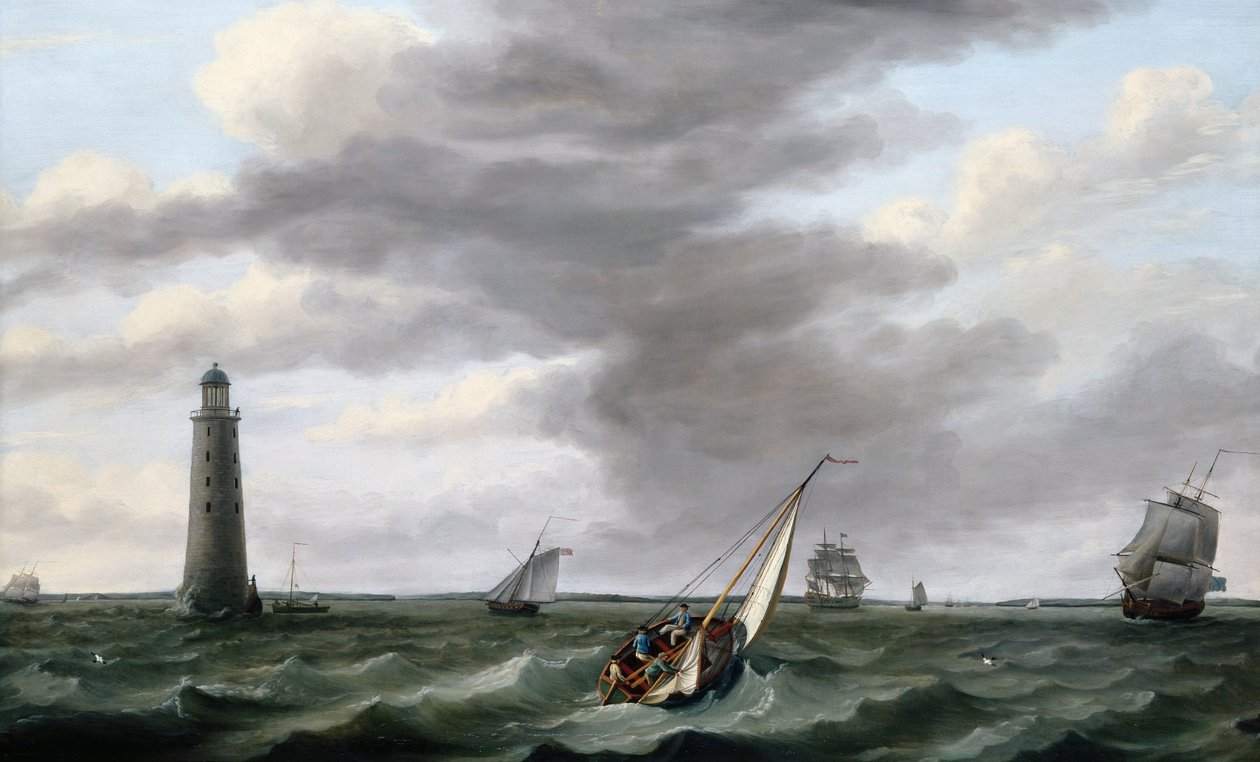 Frakt från Eddystone Lighthouse (olja på duk) av Francis Holman