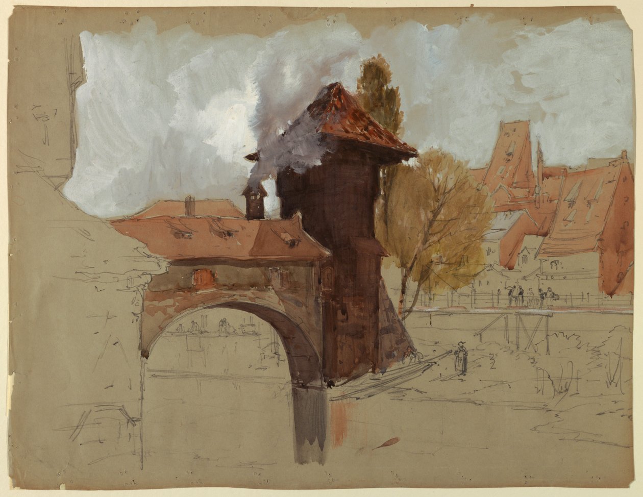 Studie av bro och kanal av Francis Hopkinson Smith