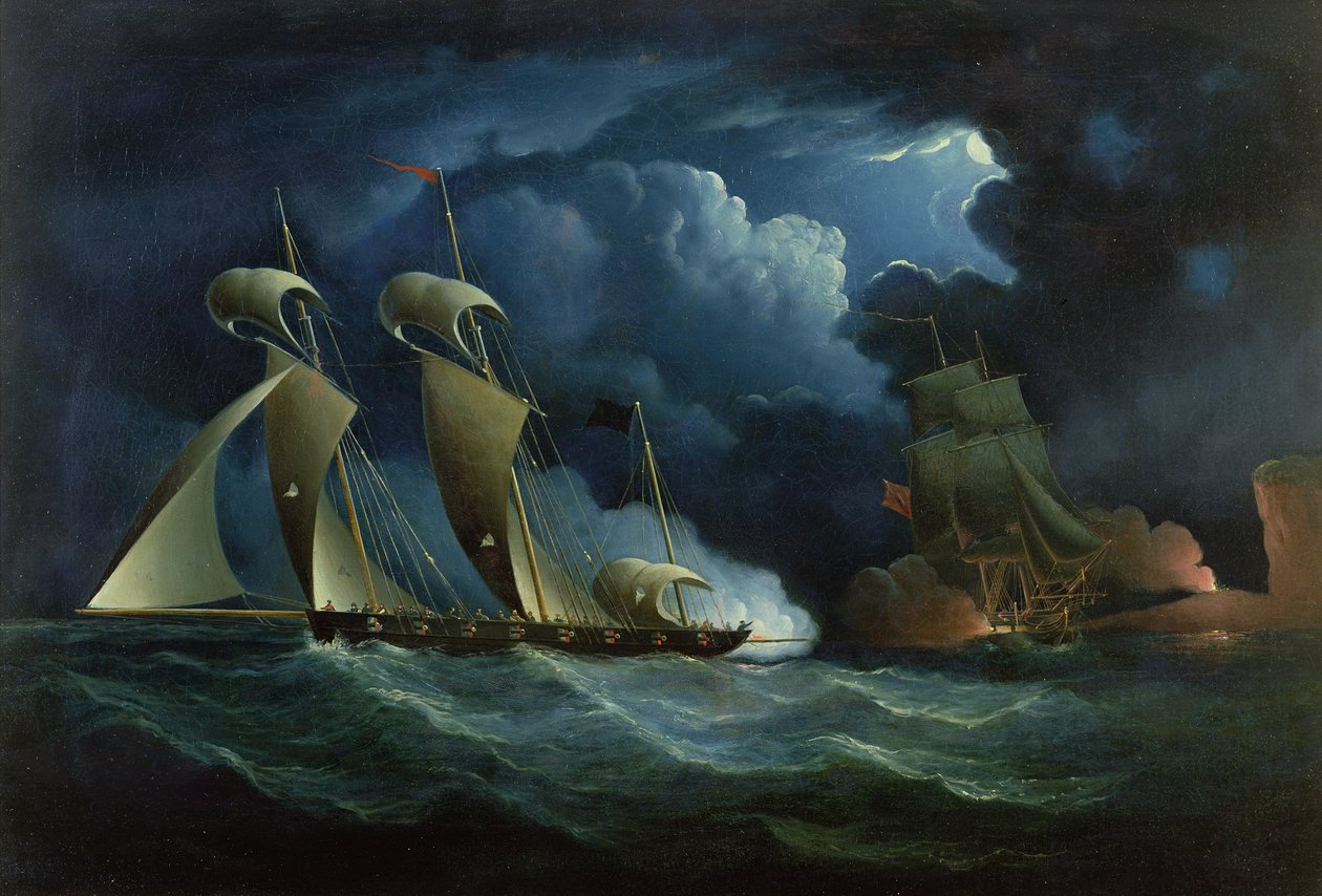 En tullbrigg som engagerar piratluggern kommer att titta på av Francis Hustwick