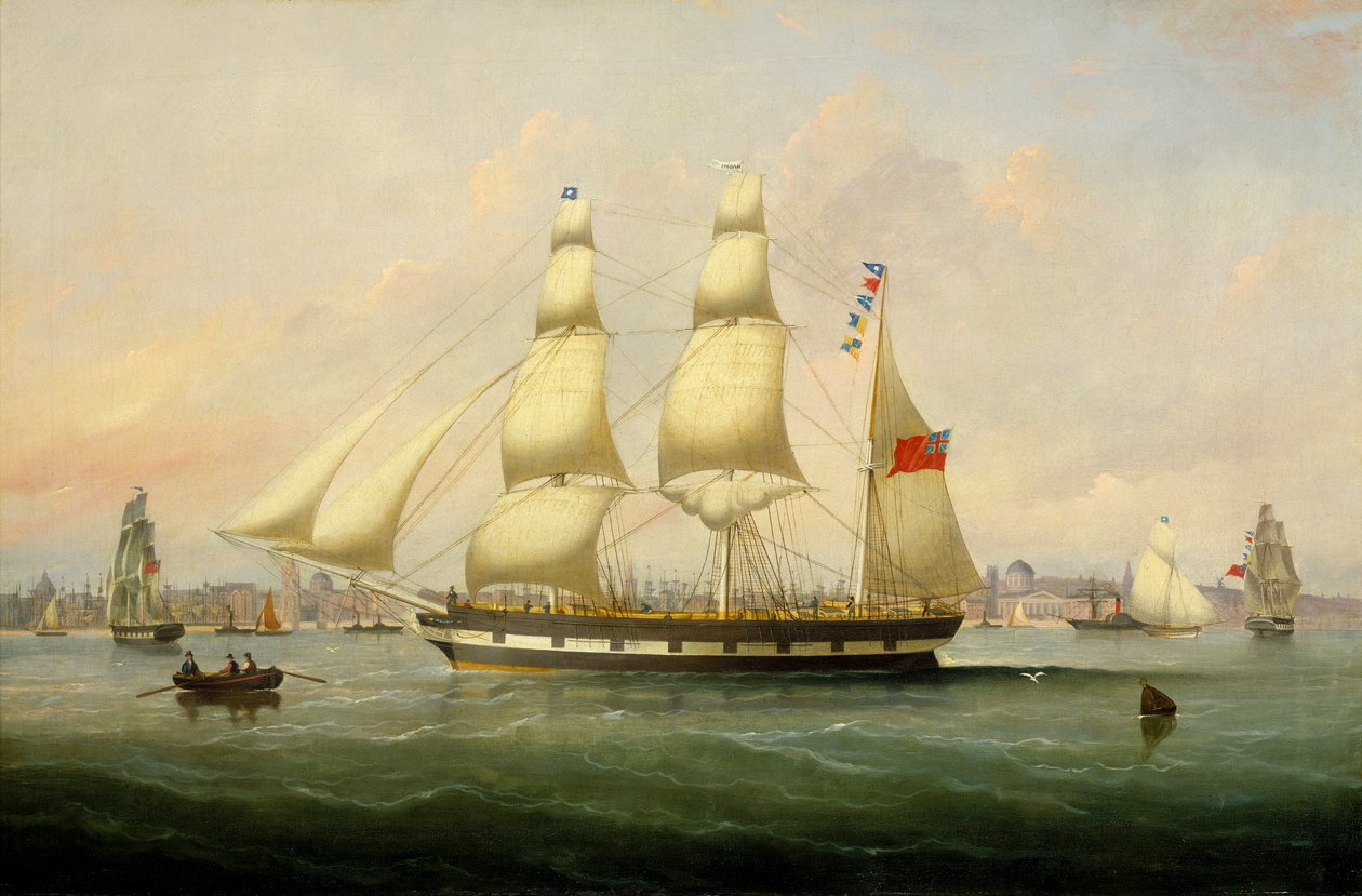 Barken "Naomi", ca 1848-76 (olja på duk) av Francis Hustwick