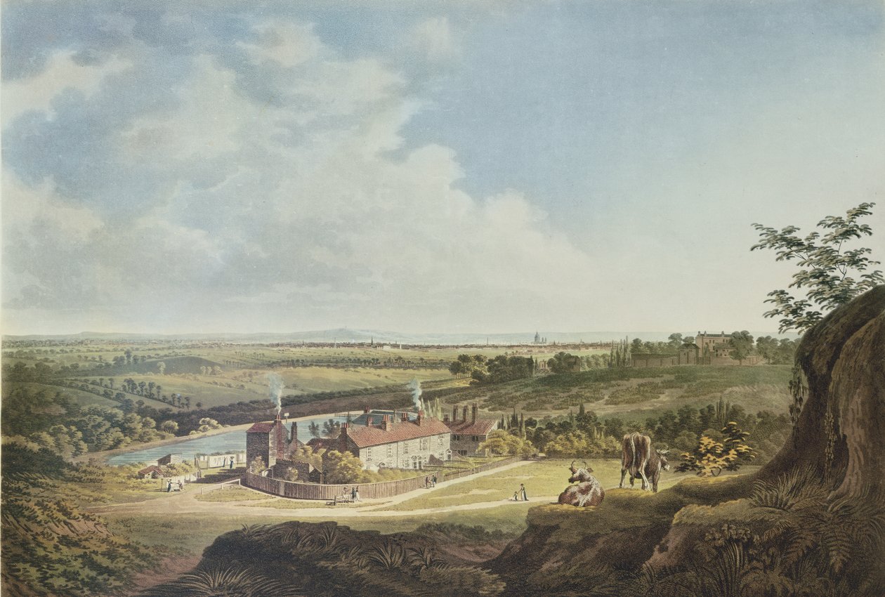 En utsikt över Hampstead Heath med utsikt mot London, 1804 av Francis James Sarjent