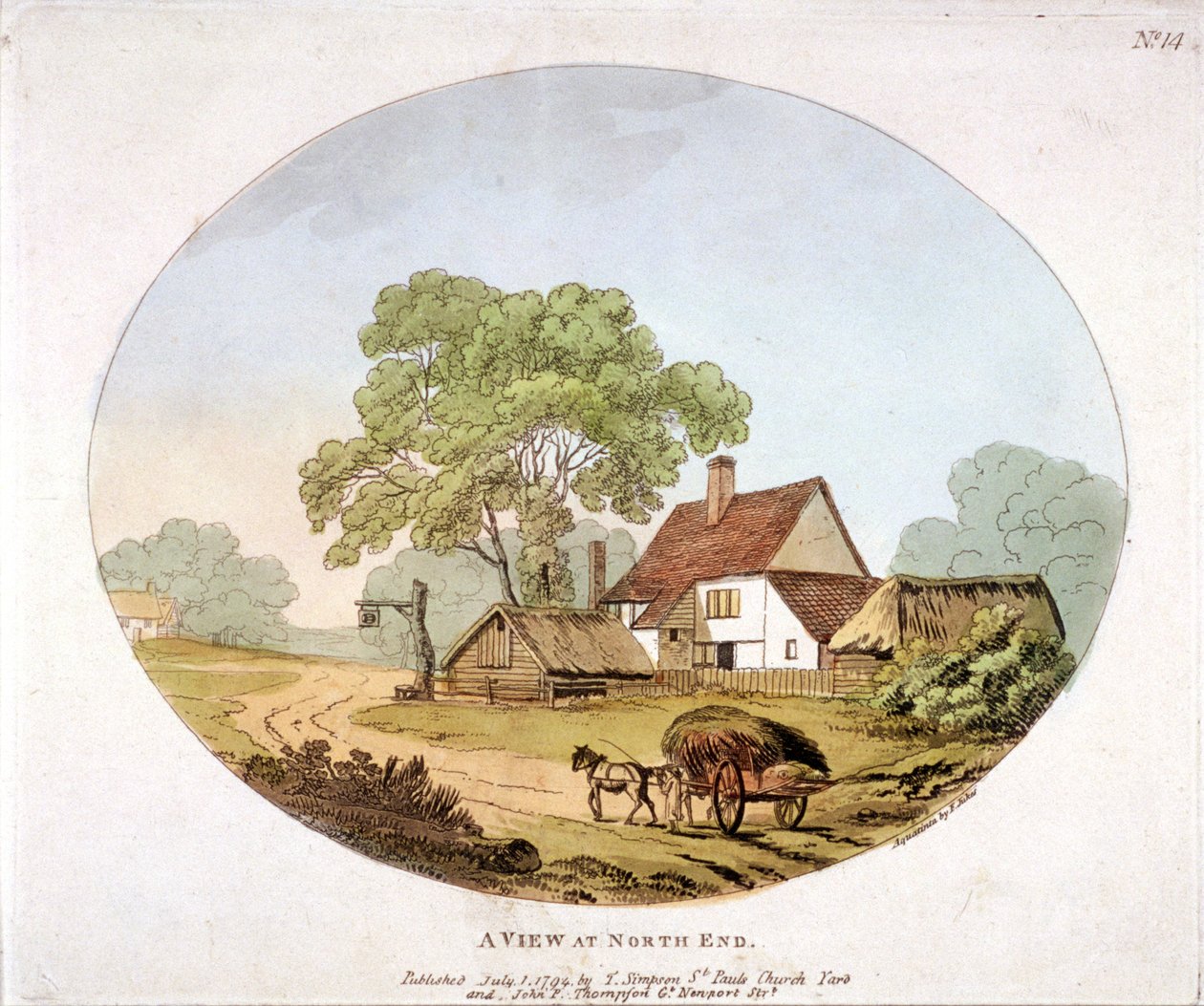 Översikt över Hampstead, London, 1794 av Francis Jukes