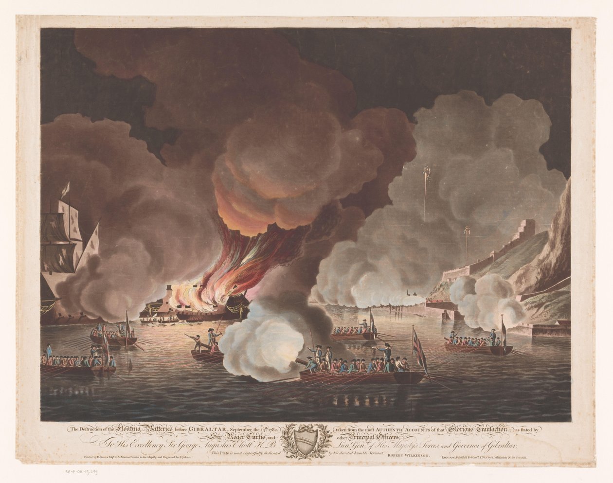 Förstörande av fartyg utanför Gibraltar, 14 september 1782 The Destruction of the Floating Batteries before Gibraltar, 14 september 1782 (...) (titel på objekt) av Francis Jukes