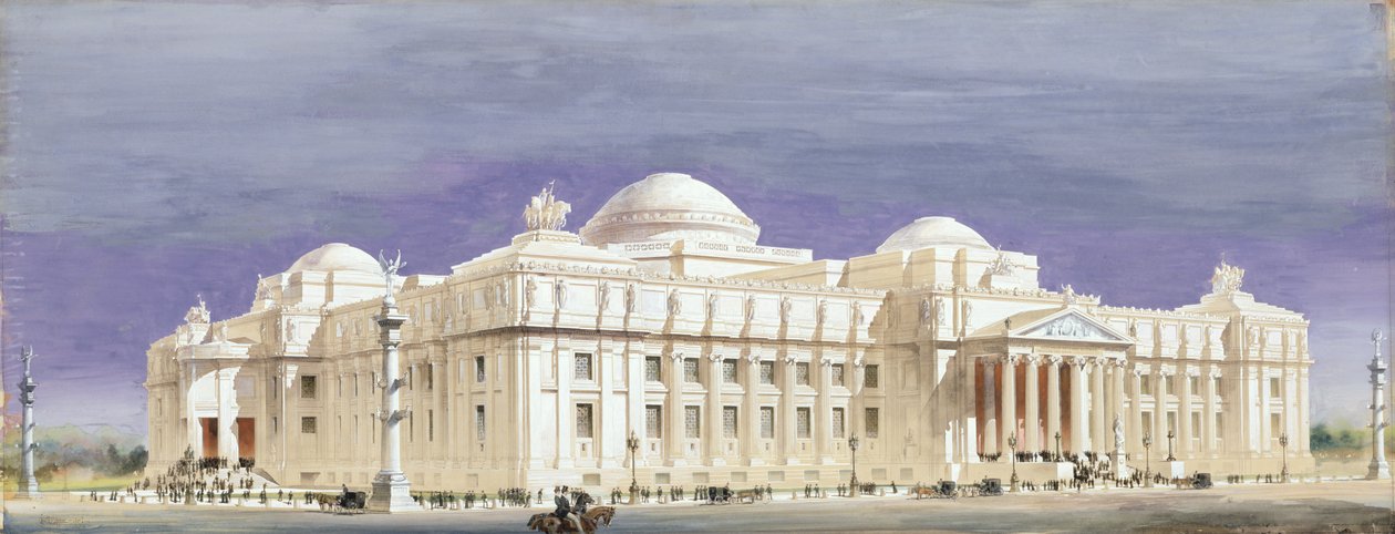 Design för Brooklyn Museum of Art, 1893 (wc med penna och bläck på papper) av Francis L.V. Hoppin