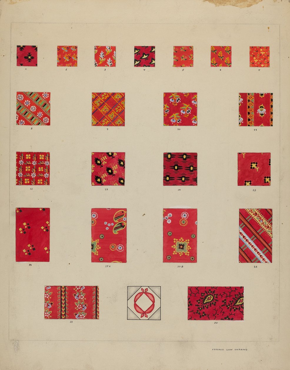 Tryckta quiltade lappar av Francis Law Durand