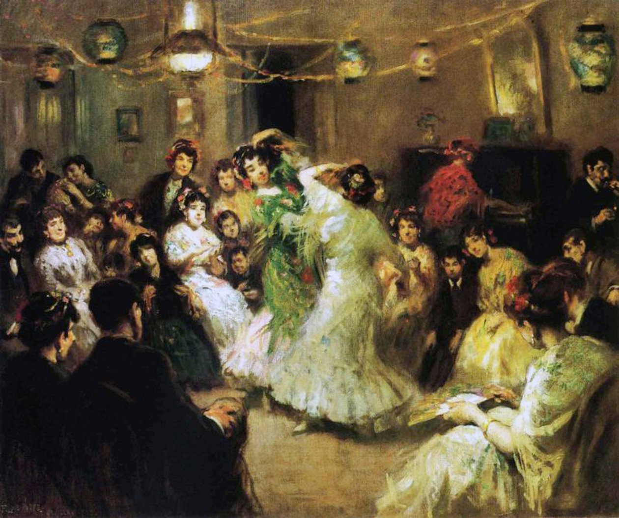 En flamencofest hemma, 1908 av Francis Luis Mora