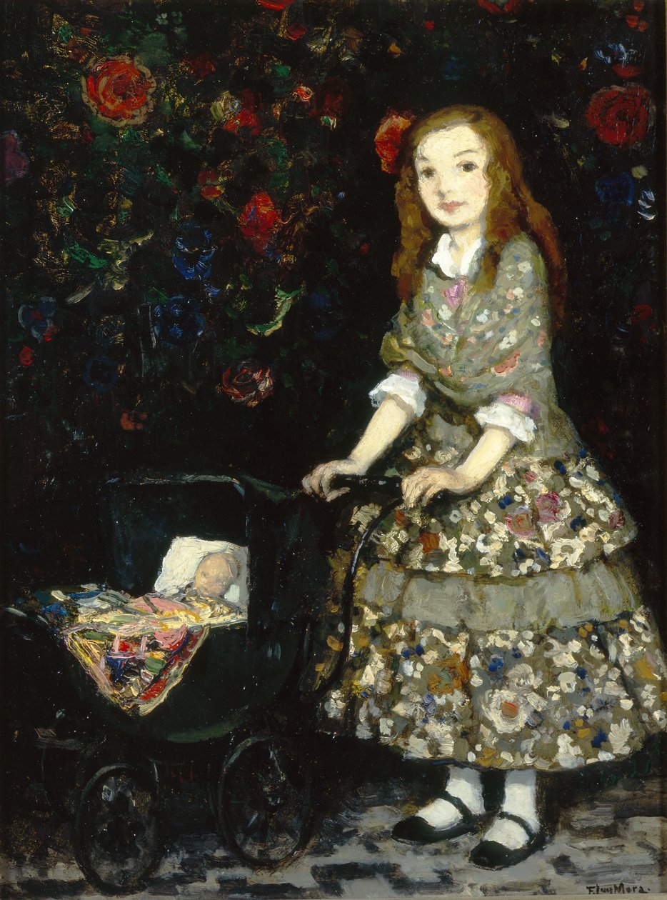 Doll Land Nurse 1925 (olja på pannå) av Francis Luis Mora