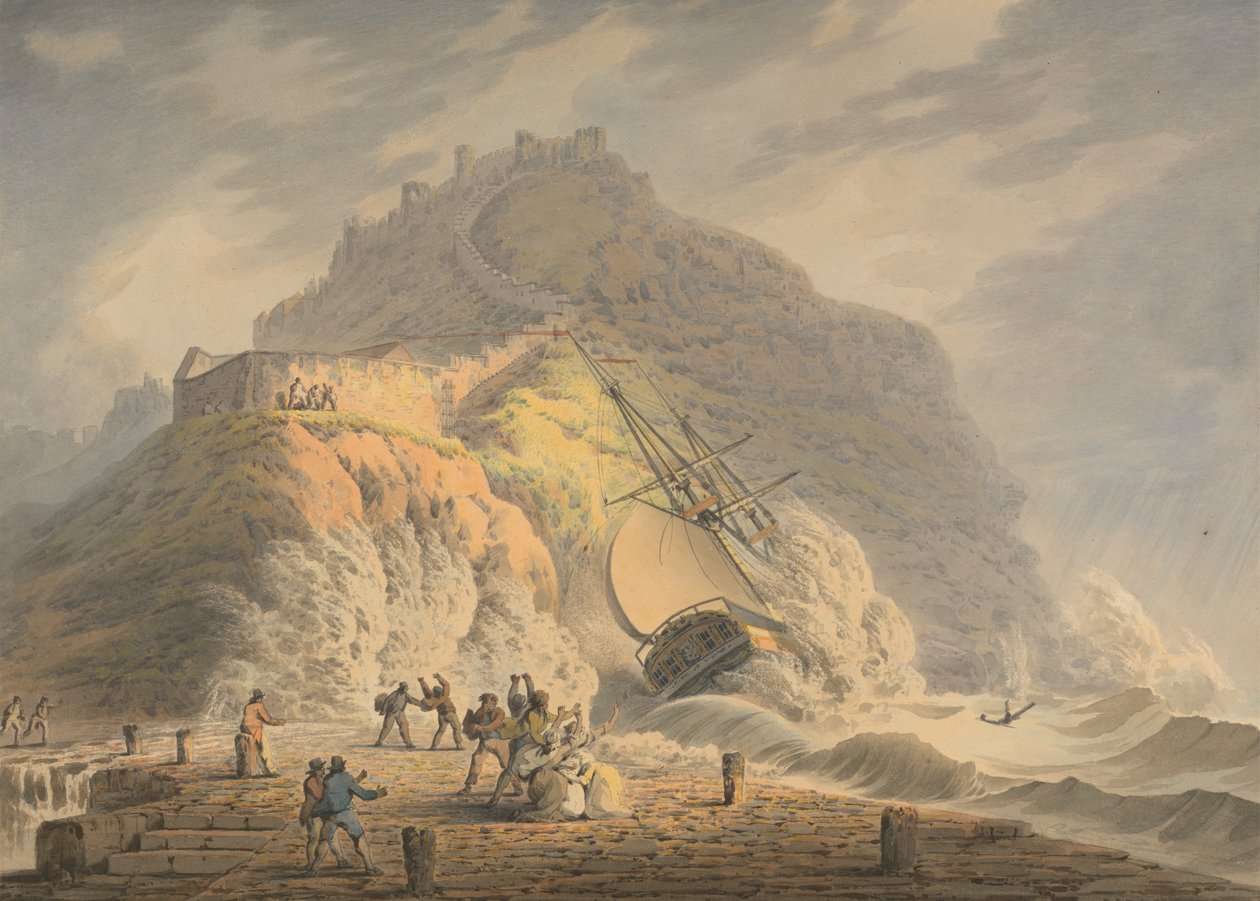 Scarborough: Skeppsbrott vid foten av Castle Cliff av Francis Nicholson
