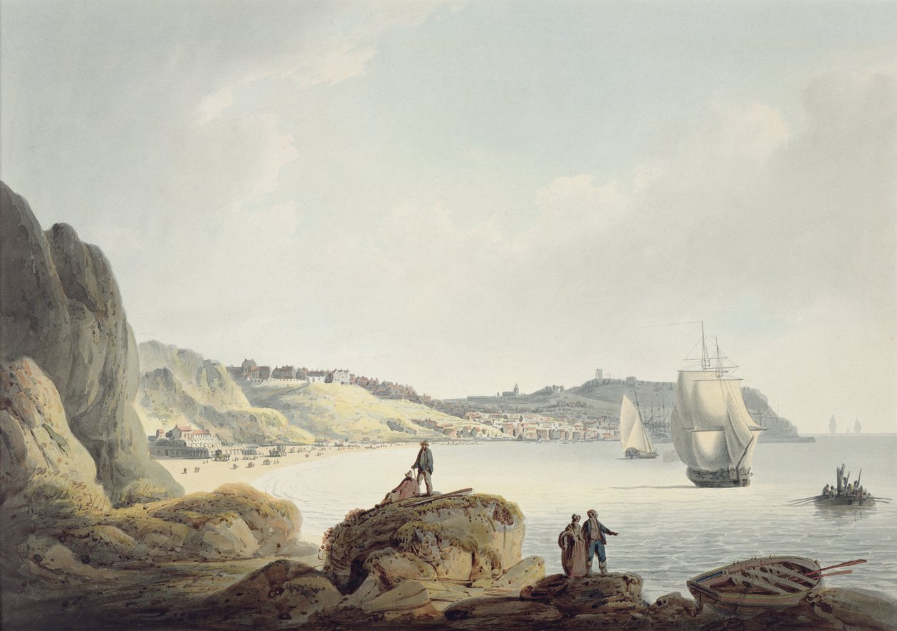 Scarborough, ca 1820 (blyerts  akvarell på papper) av Francis Nicholson
