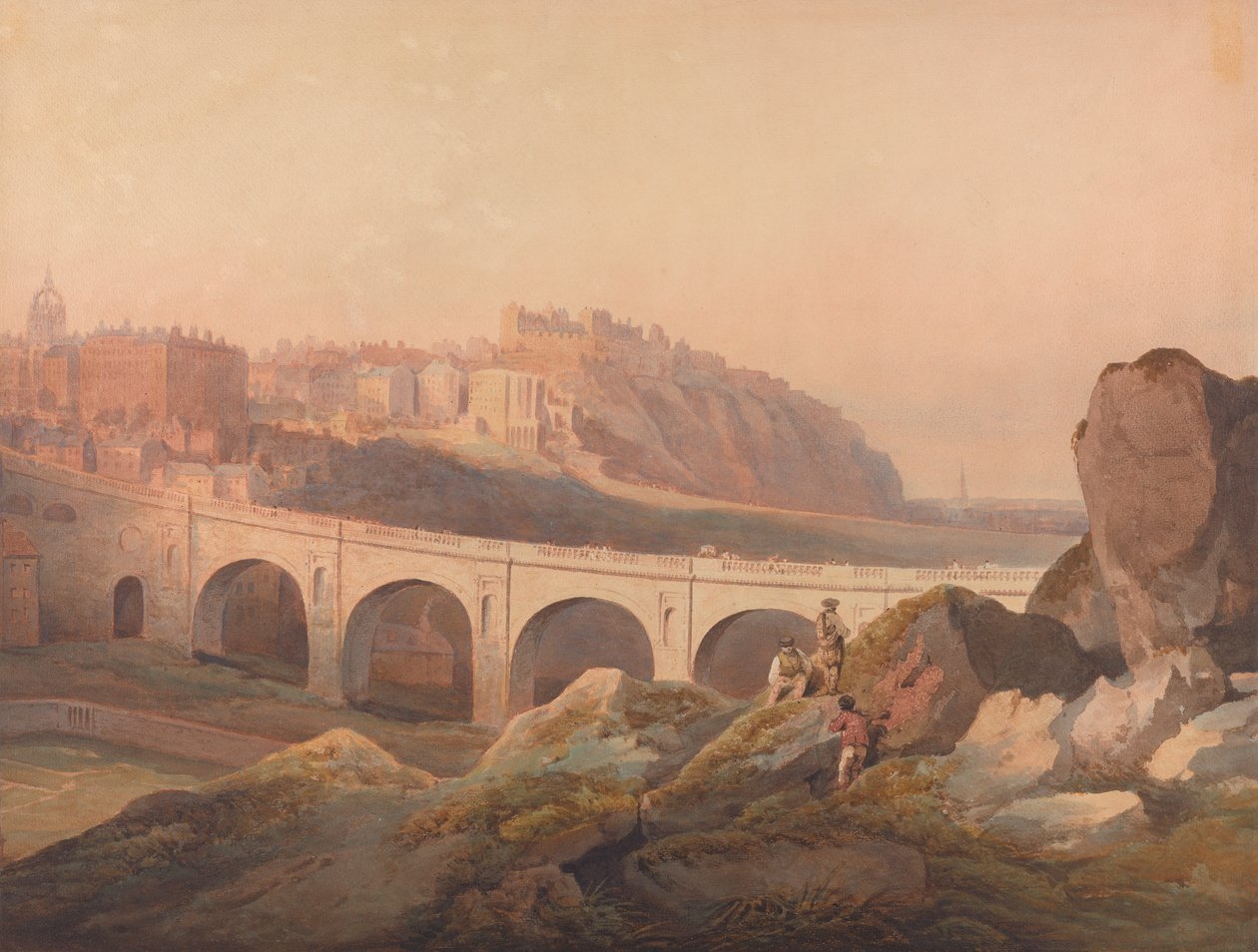Utsikt över Edinburgh från Calton Hill av Francis Nicholson