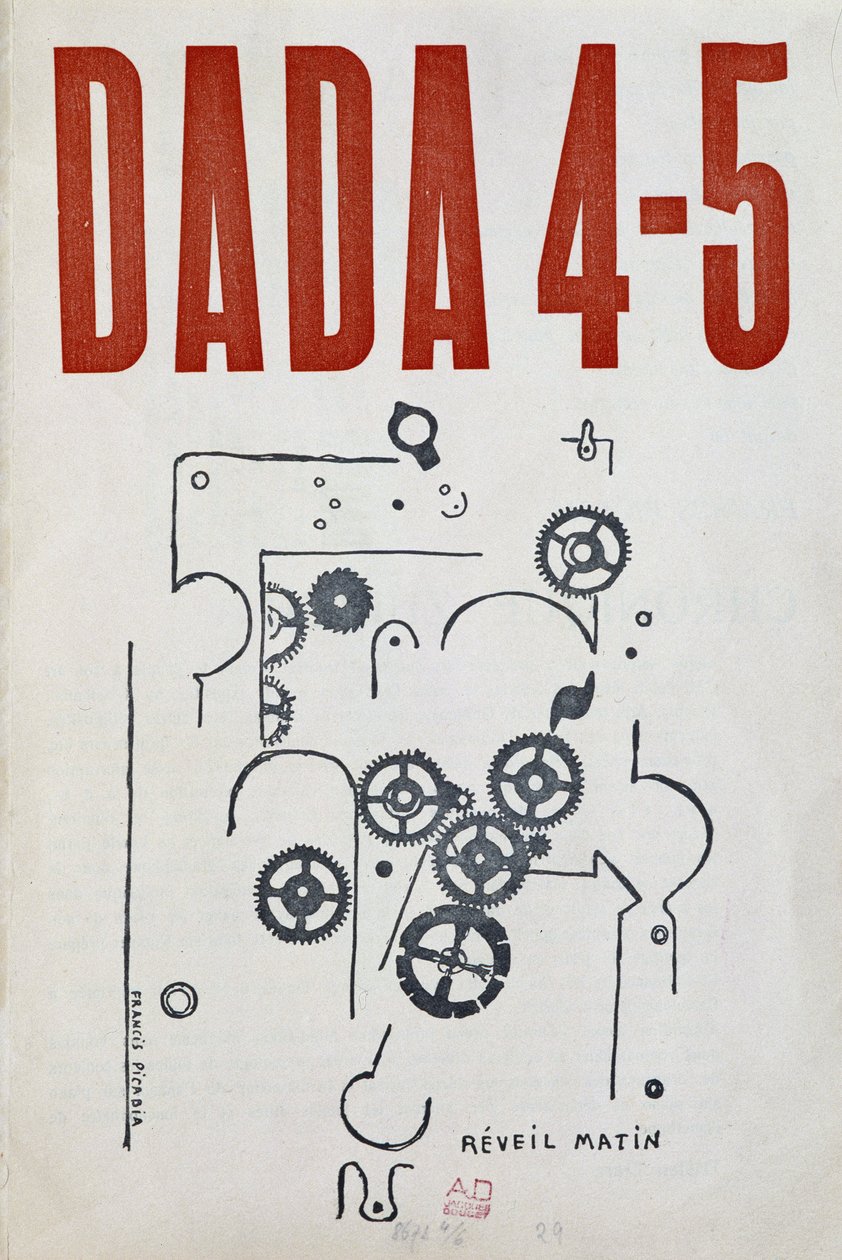 2:a omslaget till "Dada 4-5" av Picabia (1879-1953), litterär och konstnärlig samling, juli 1917. av Francis Picabia