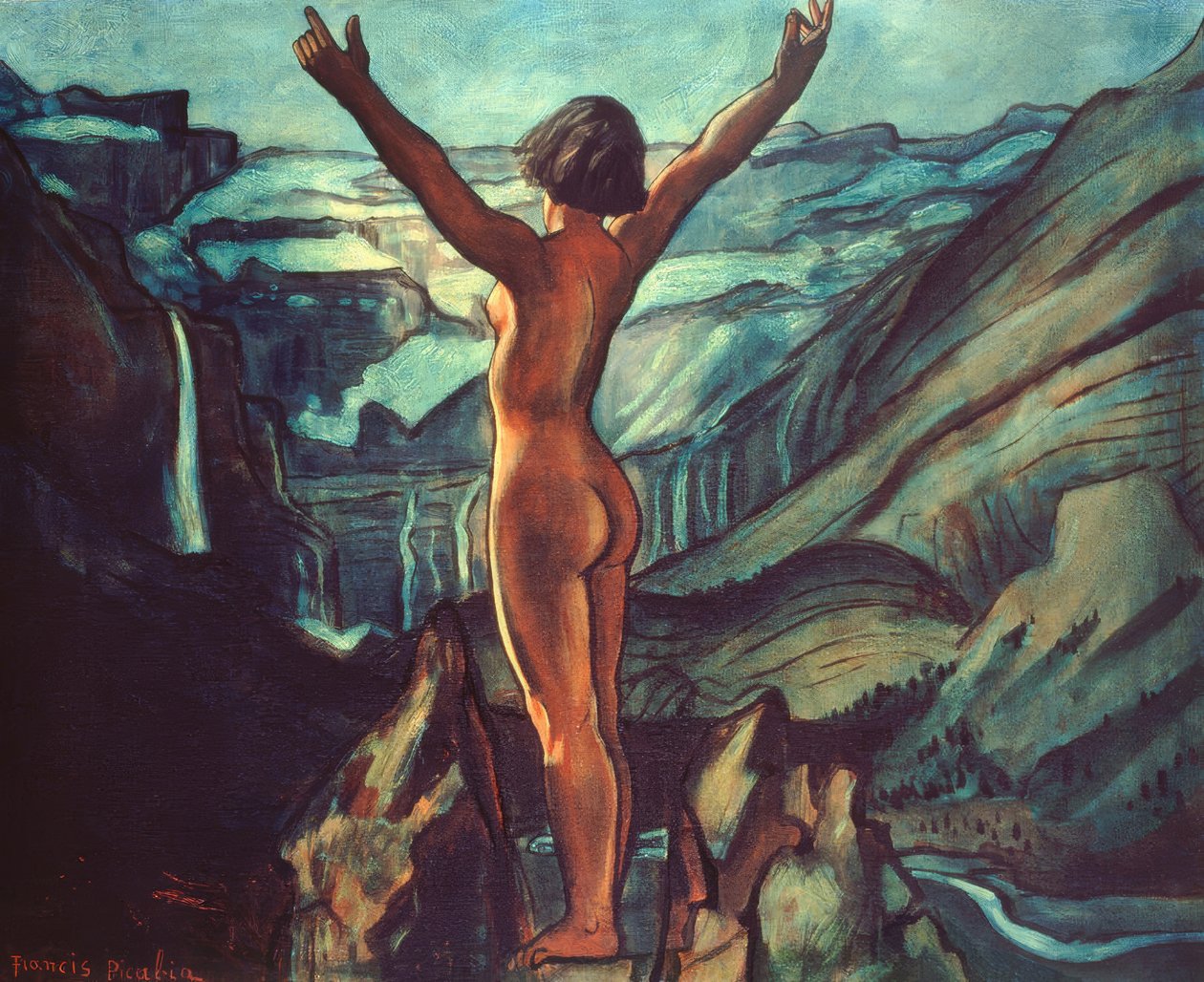 Naken framför ett landskap av Francis Picabia