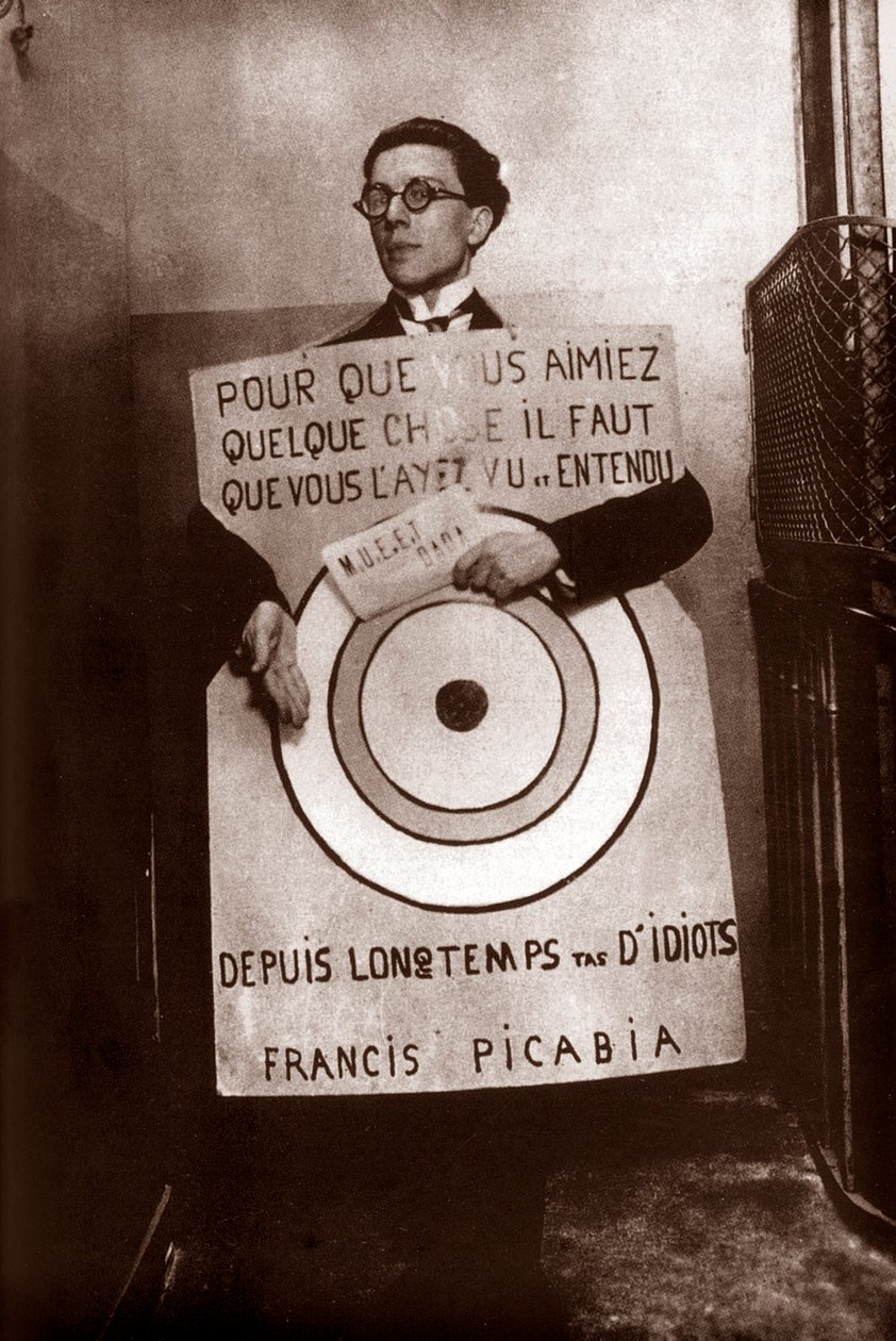 Andre Breton som målsmörgåsgubbe (av Picabia) på Dada-festivalen, Paris, 27 mars av Francis Picabia