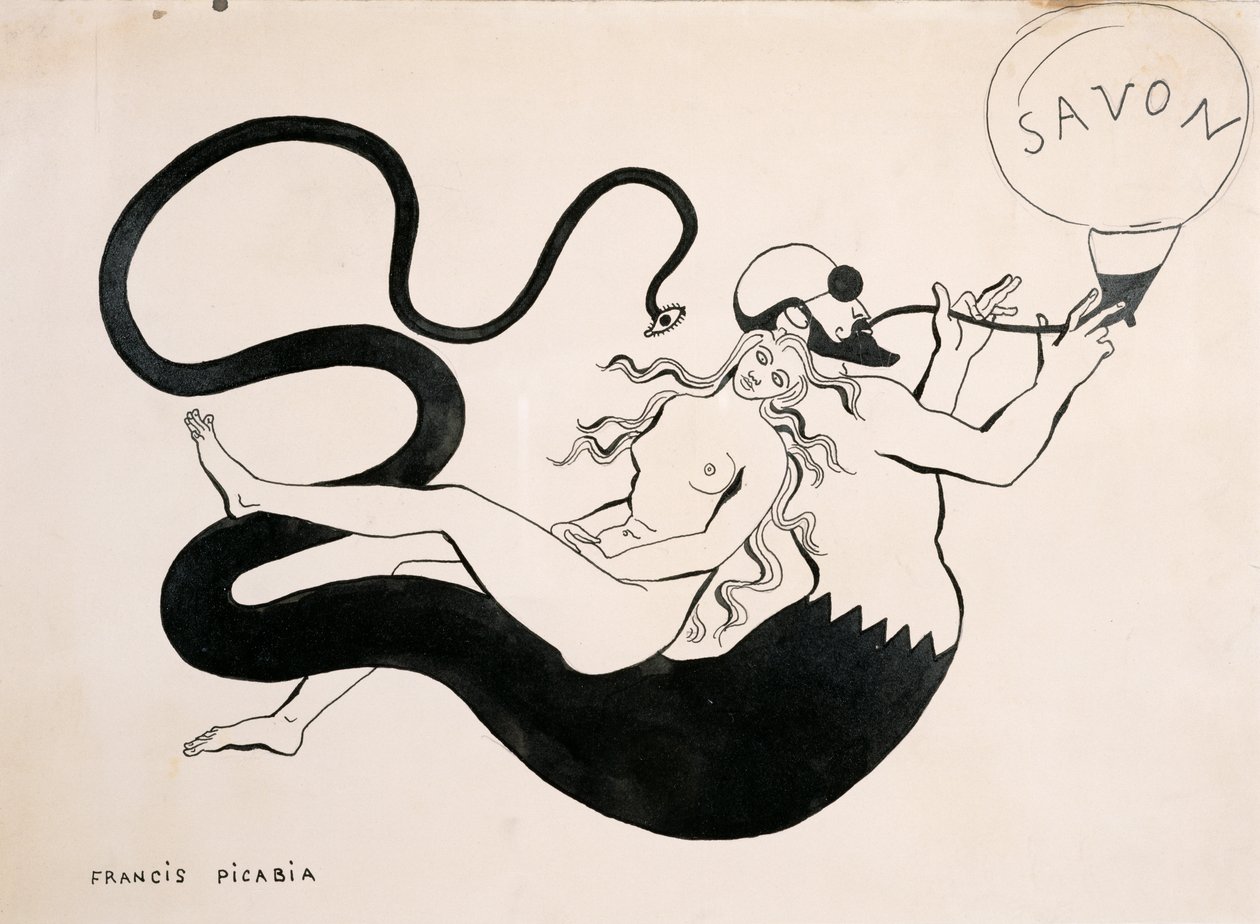 Teckning för den dadaistiska tidskriften "La Revue", nummer 391 nr 3 av Francis Picabia