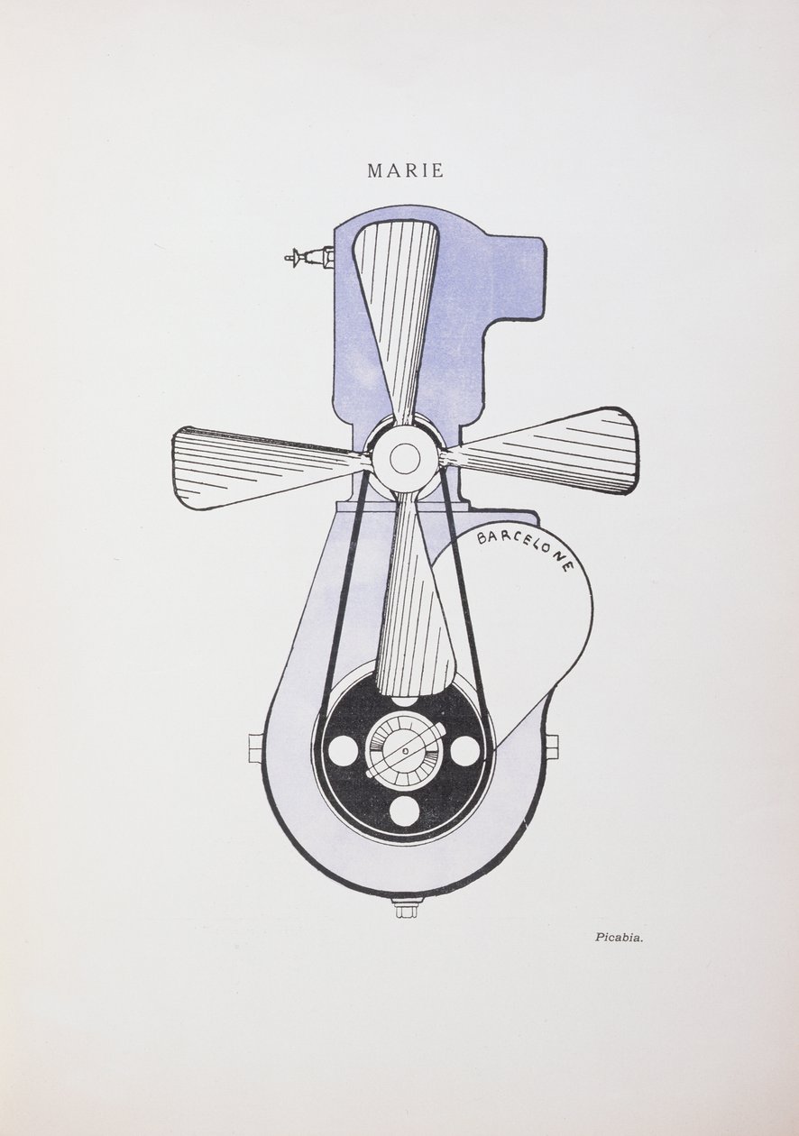 "Marie", teckning för den dadaistiska tidskriften "La Revue", nummer 391 nr 3 av Francis Picabia