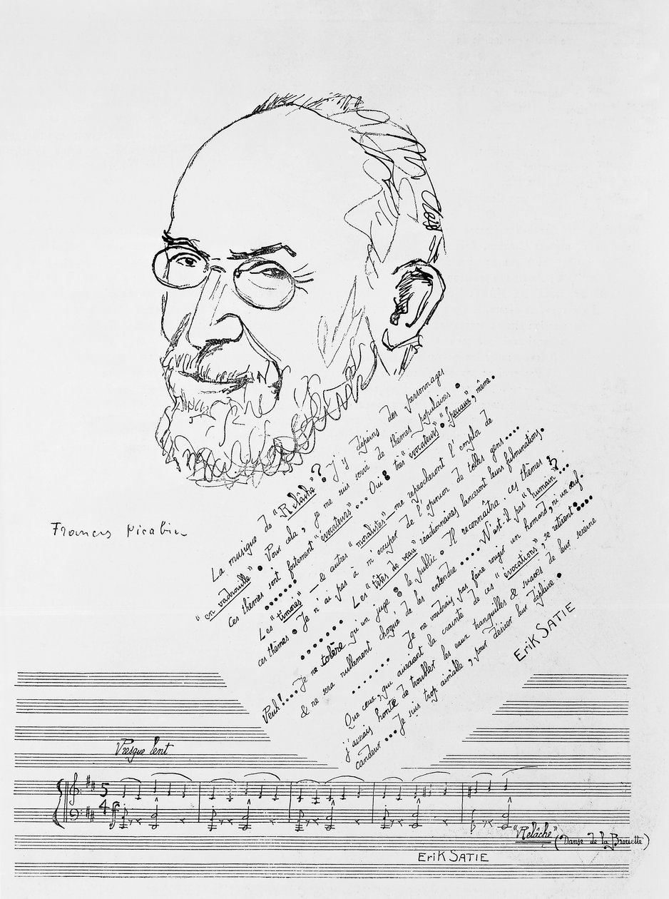 Porträtt av den franske kompositören och pianisten Erik Satie av Francis Picabia