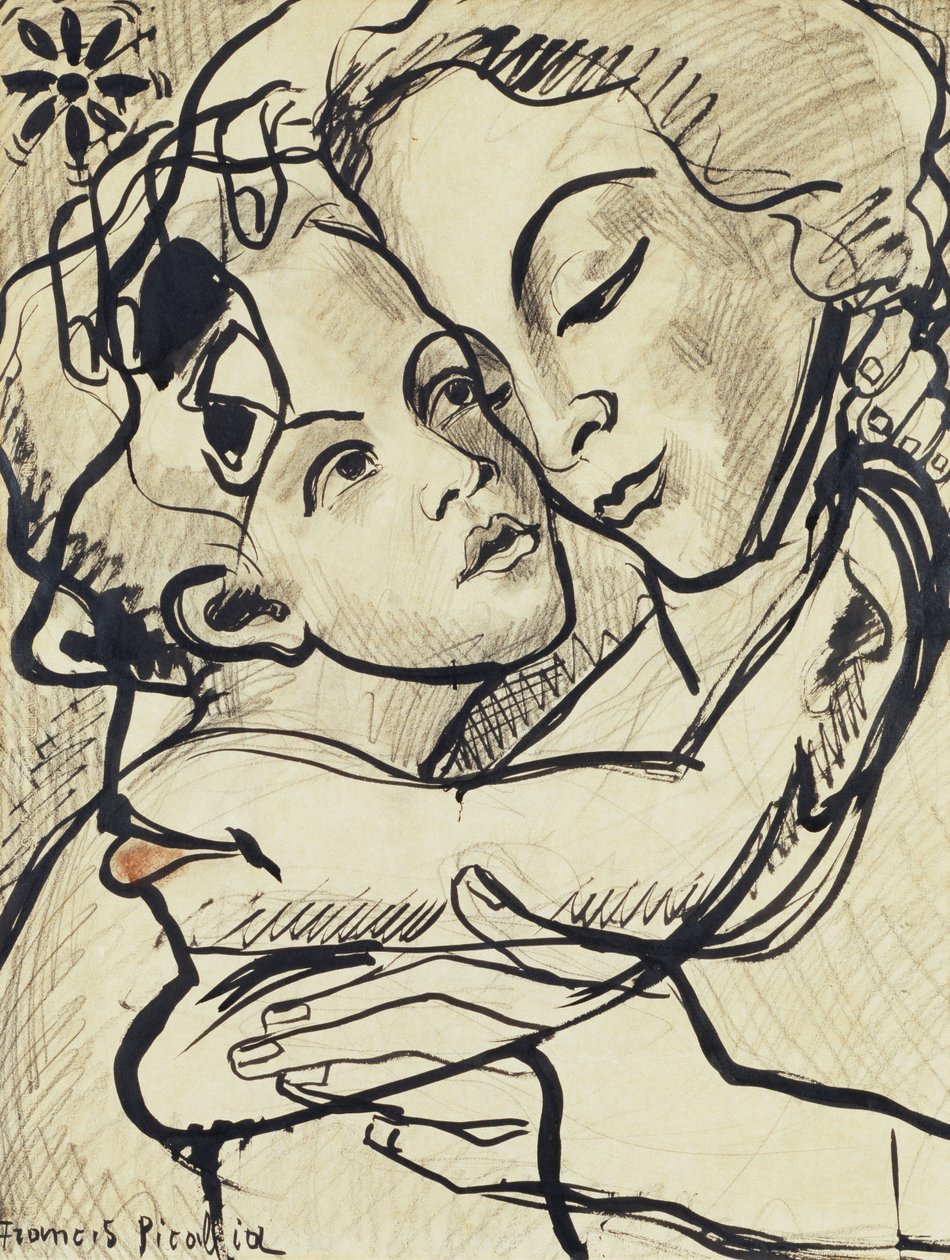 Transparency (Maternity), ca 1931-32 (kol, pensel och tusch på papper) av Francis Picabia