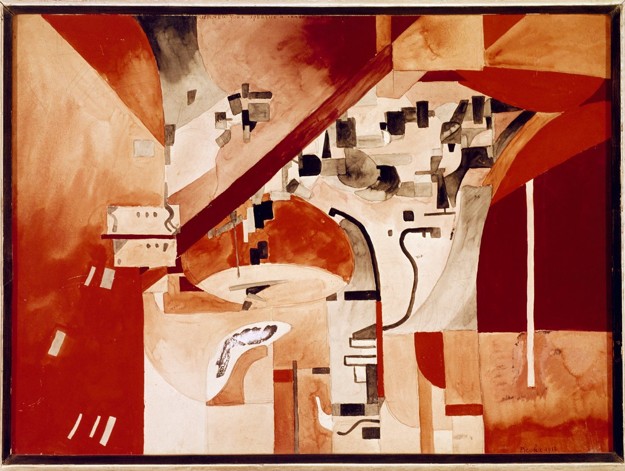 Vy över New-York med huvudet nedåt (Akvarell av Francis Picabia