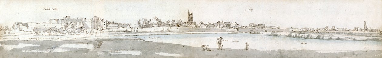 Cardiff 1678 (akvarell och brunt bläck på papper) av Francis Place