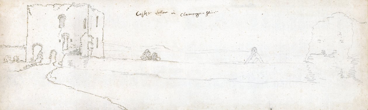 Cardiff 1678 (akvarell och brunt bläck på papper) av Francis Place