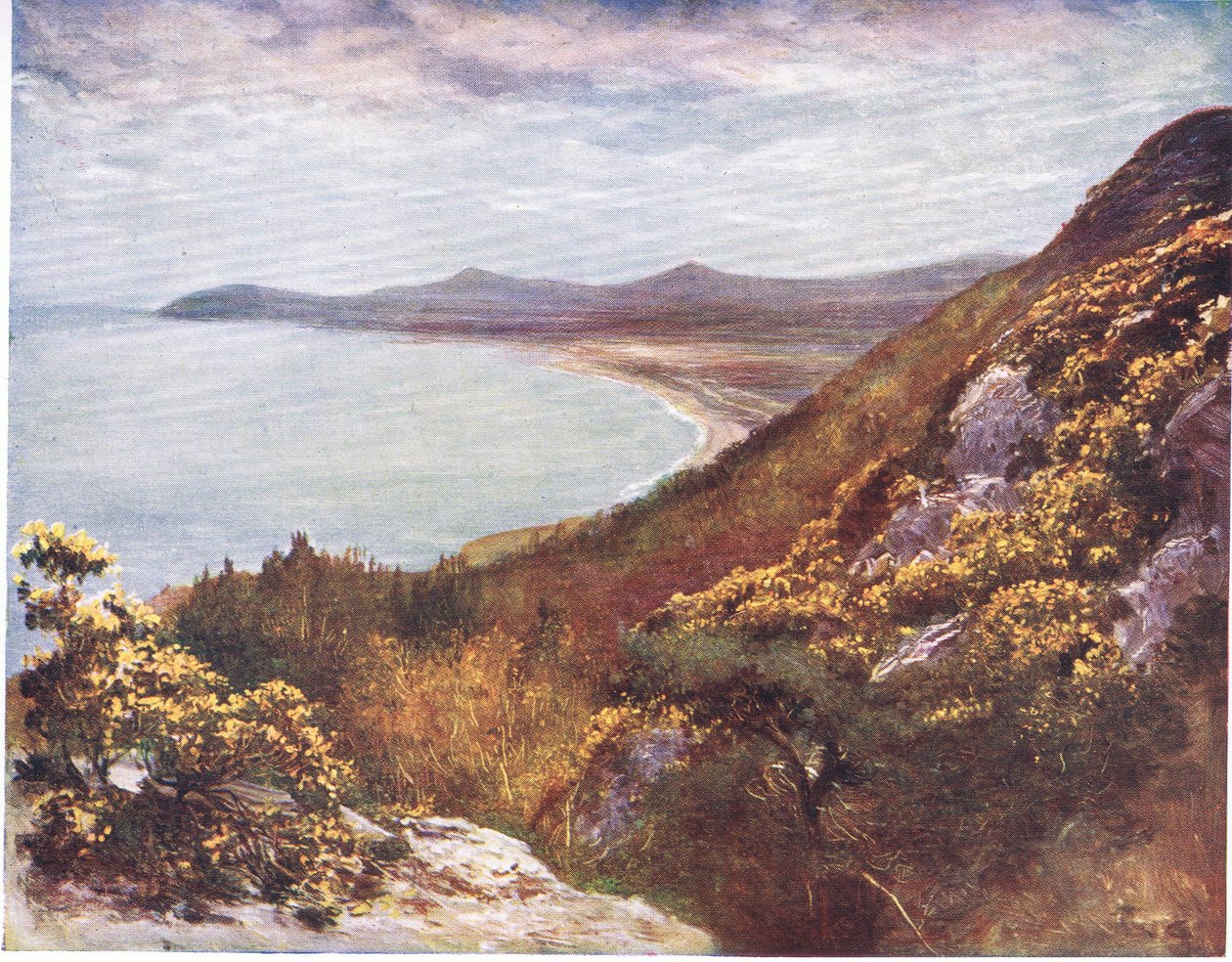 Dublin Bay från Victoria Hill, från Peeps at Many Lands: Ireland publicerad av Adams & Charles, 1909 av Francis S. Walker