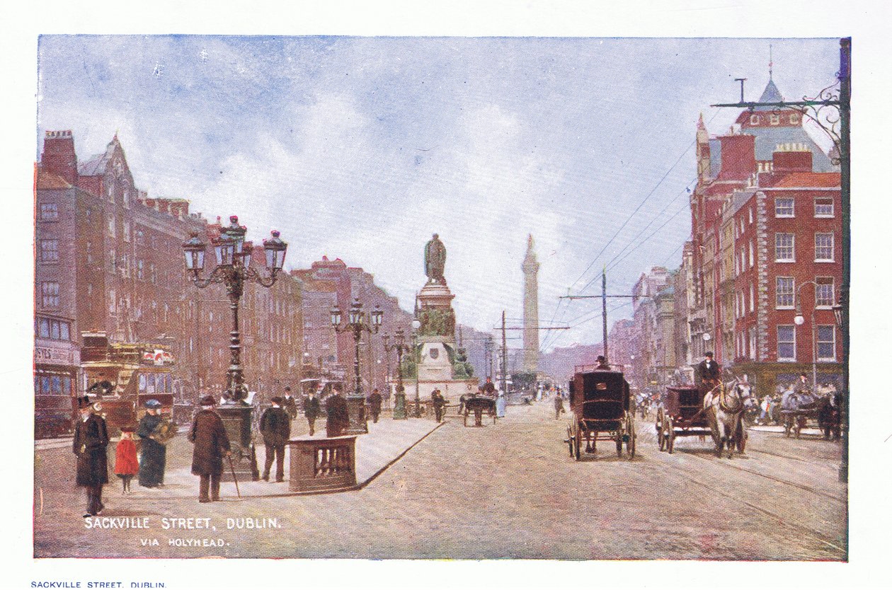 Sackville Street, Dublin, från Peeps at Many Lands: Ireland publicerad av Adams & Charles, 1909 av Francis S. Walker