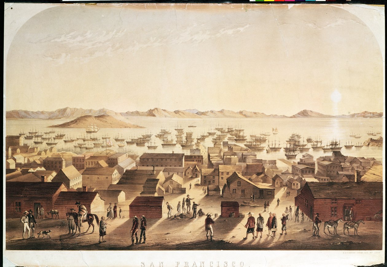 A General View of San Francisco, publicerad av M und N Hanhart, c.1850-52 av Francis Samuel Marryat