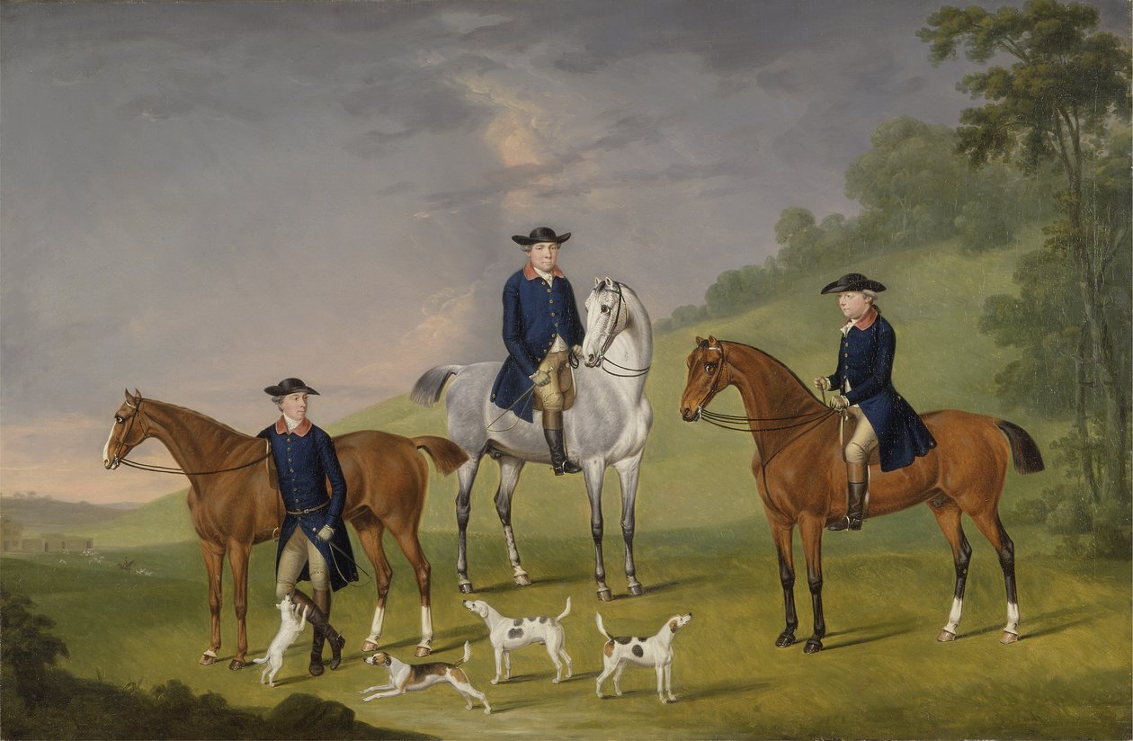 John Corbet, Sir Robert Leighton och John Kynaston med sina hästar och hundar av Francis Sartorius