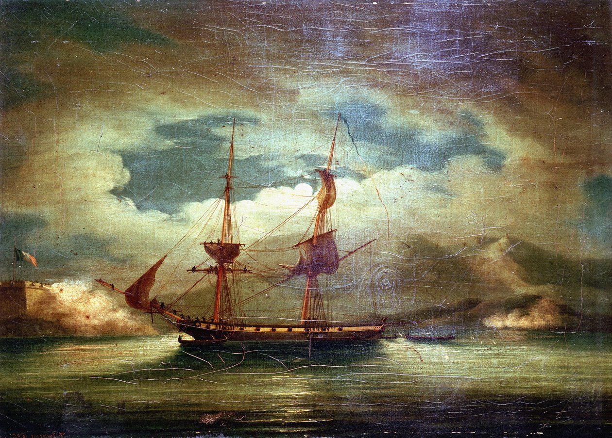 Det franska fartyget "Le Curieux", i Martinique, 3 februari av Francis Sartorius