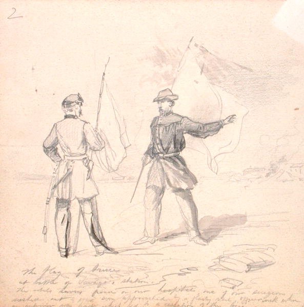 Vapenvilans flagga, ca 1860 (penna på papper) av Francis Schell