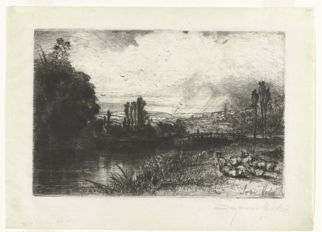 River Test På testet av Francis Seymour Haden (Sir) (signed by artist)